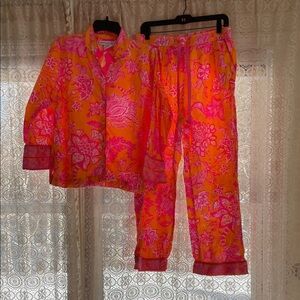 Vibrant Orange and Pink Ladies Pajamas